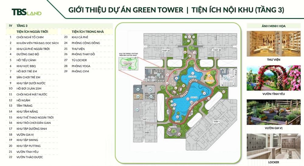 Tầng 3 là nơi bố trí nhiều tiện ích nhất tại Green Skyline